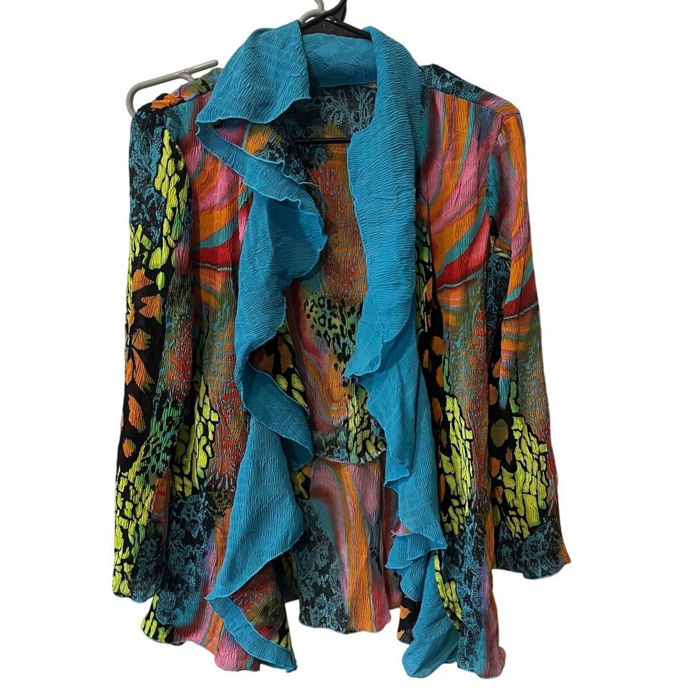 Rossi Roma Italy Womens Cardigan Animal Print Sea Abstract Fairy Art Size Medium